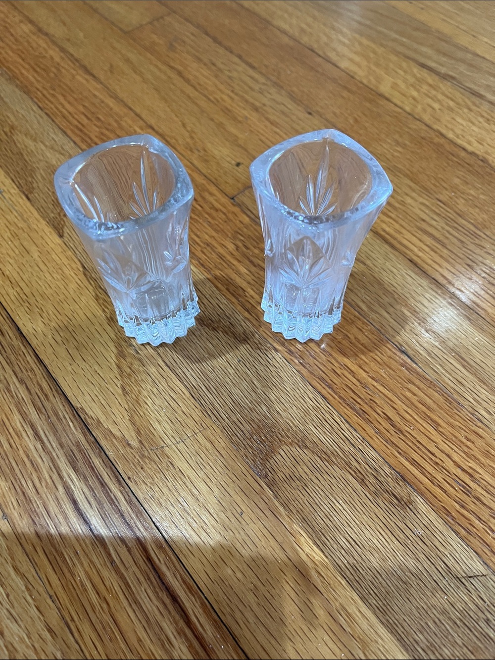Pair of Clear Cut Glass Shot Glasses